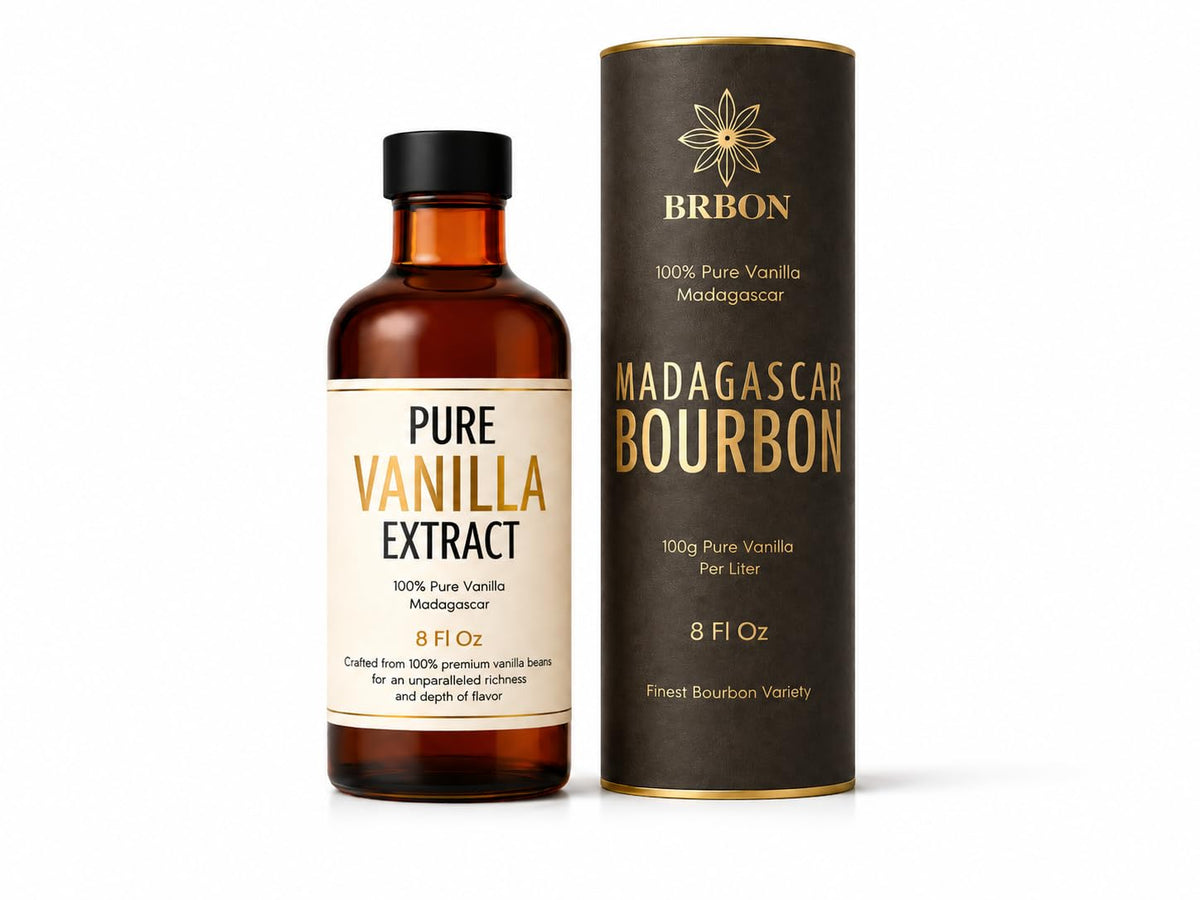 BRBON 8oz Pure Vanilla Extract | Madagascar Bourbon Vanilla Beans, Single-Origin, Non-GMO, Kosher