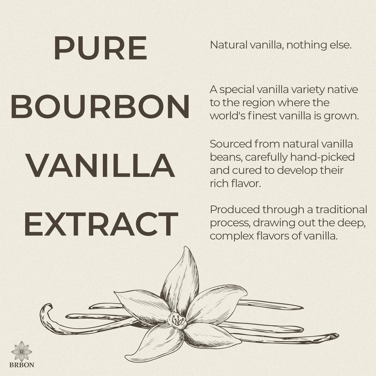 BRBON 8oz Pure Vanilla Extract | Madagascar Bourbon Vanilla Beans, Single-Origin, Non-GMO, Kosher