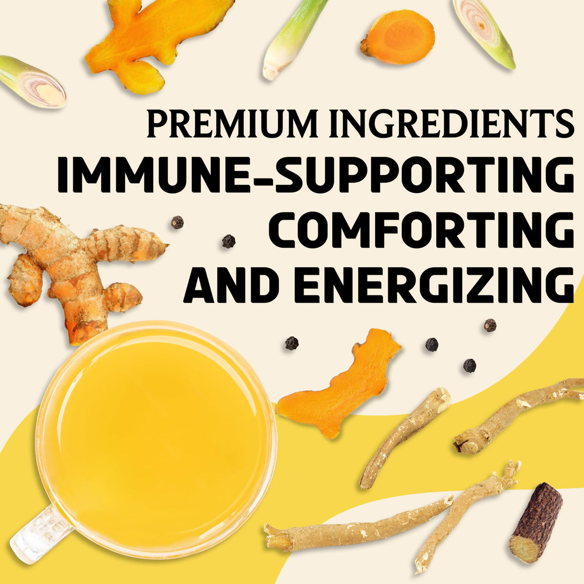 BREWIX Turmeric Ashwagandha Herbal Tea – Loose Leaf, 100+ Cups, Caffeine Free & Gluten Free