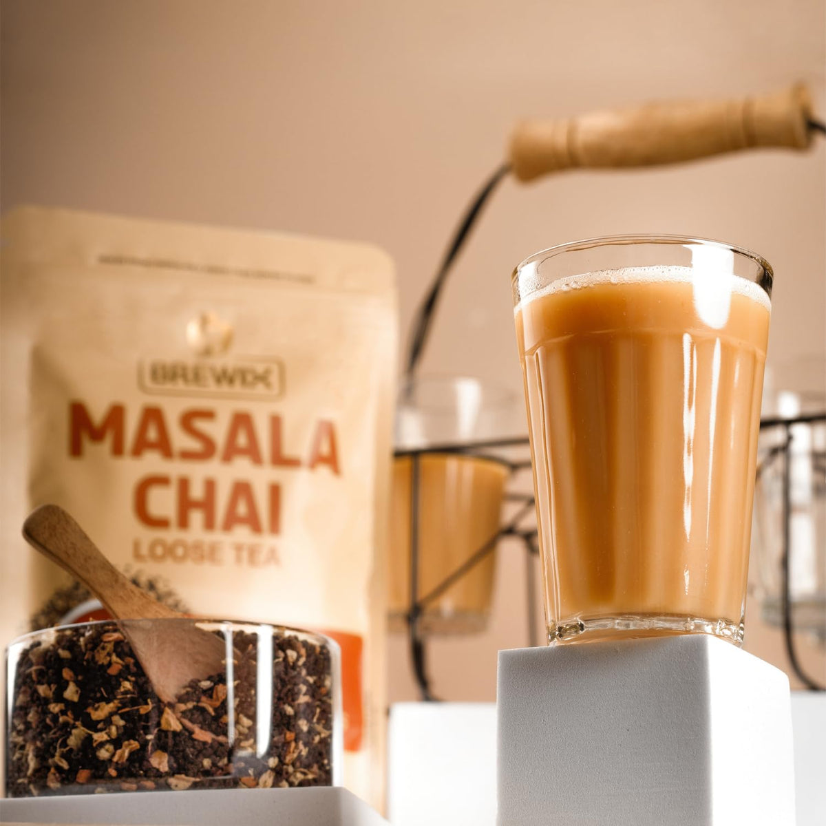 BREWIX Masala Chai Tea Loose Leaf CTC – Bold, Aromatic Spice Blend (Ginger, Cinnamon, Cardamom, Clove, Black Pepper) 8.82oz/250g | 125+ Cups