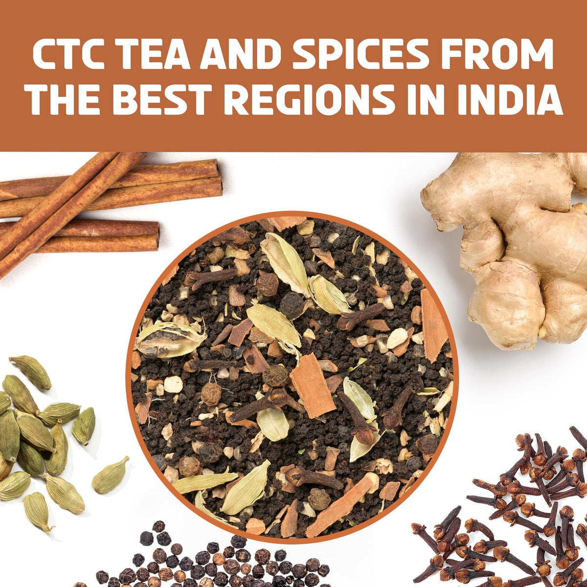 BREWIX Masala Chai Tea Loose Leaf CTC – Bold, Aromatic Spice Blend (Ginger, Cinnamon, Cardamom, Clove, Black Pepper) 8.82oz/250g | 125+ Cups