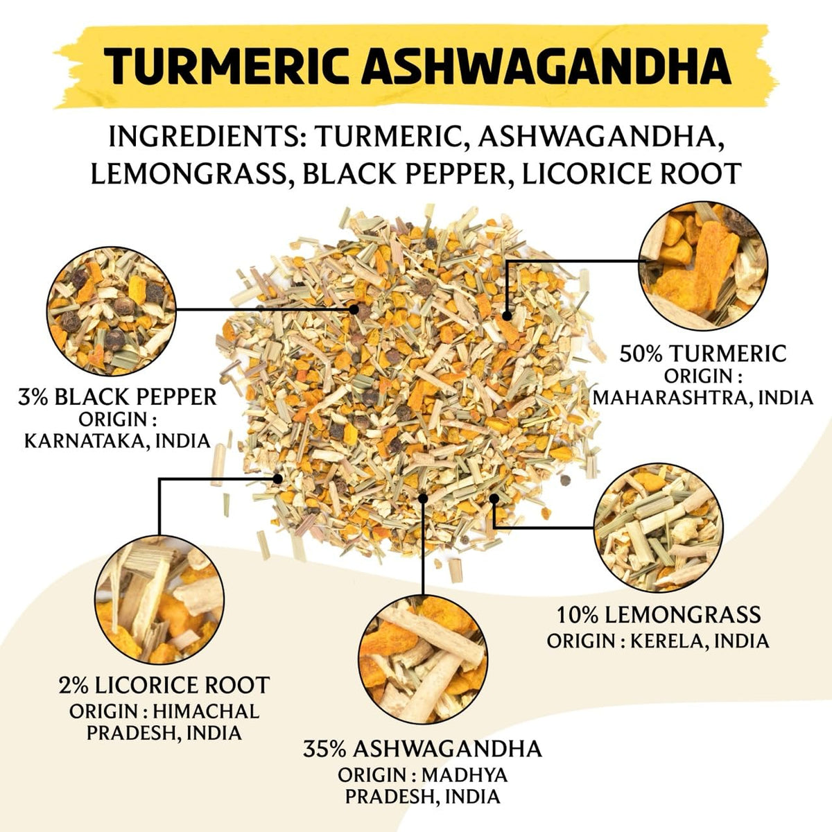 BREWIX Turmeric Ashwagandha Herbal Tea – Loose Leaf, 100+ Cups, Caffeine Free & Gluten Free