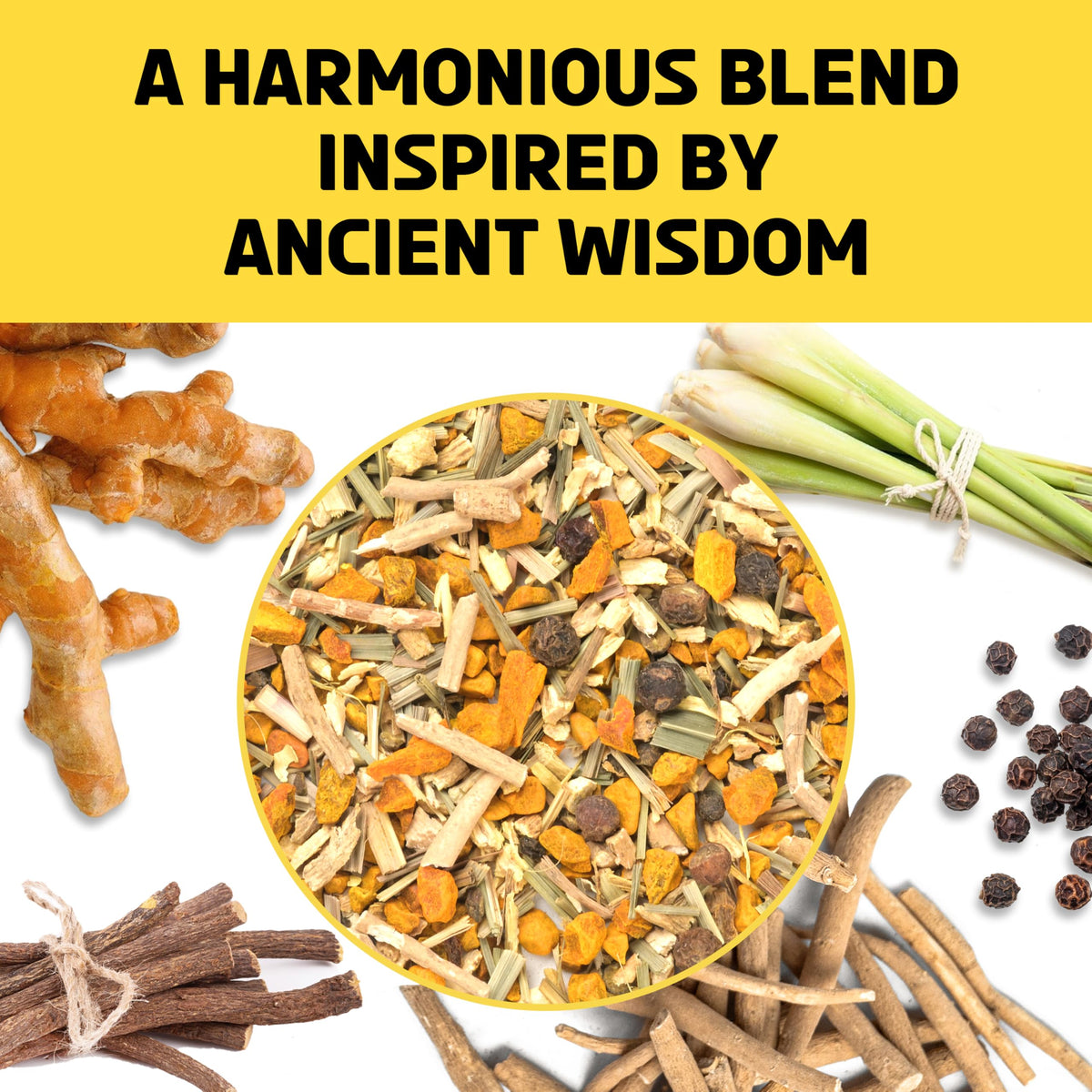BREWIX Turmeric Ashwagandha Herbal Tea – Loose Leaf, 100+ Cups, Caffeine Free & Gluten Free