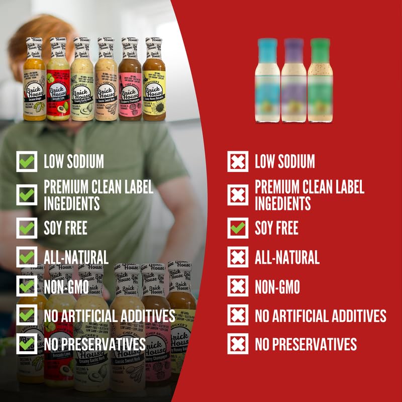 Brick House 6-Flavor Low-Sodium Salad Dressing Bundle – Gluten-Free, Keto & Vegan Options