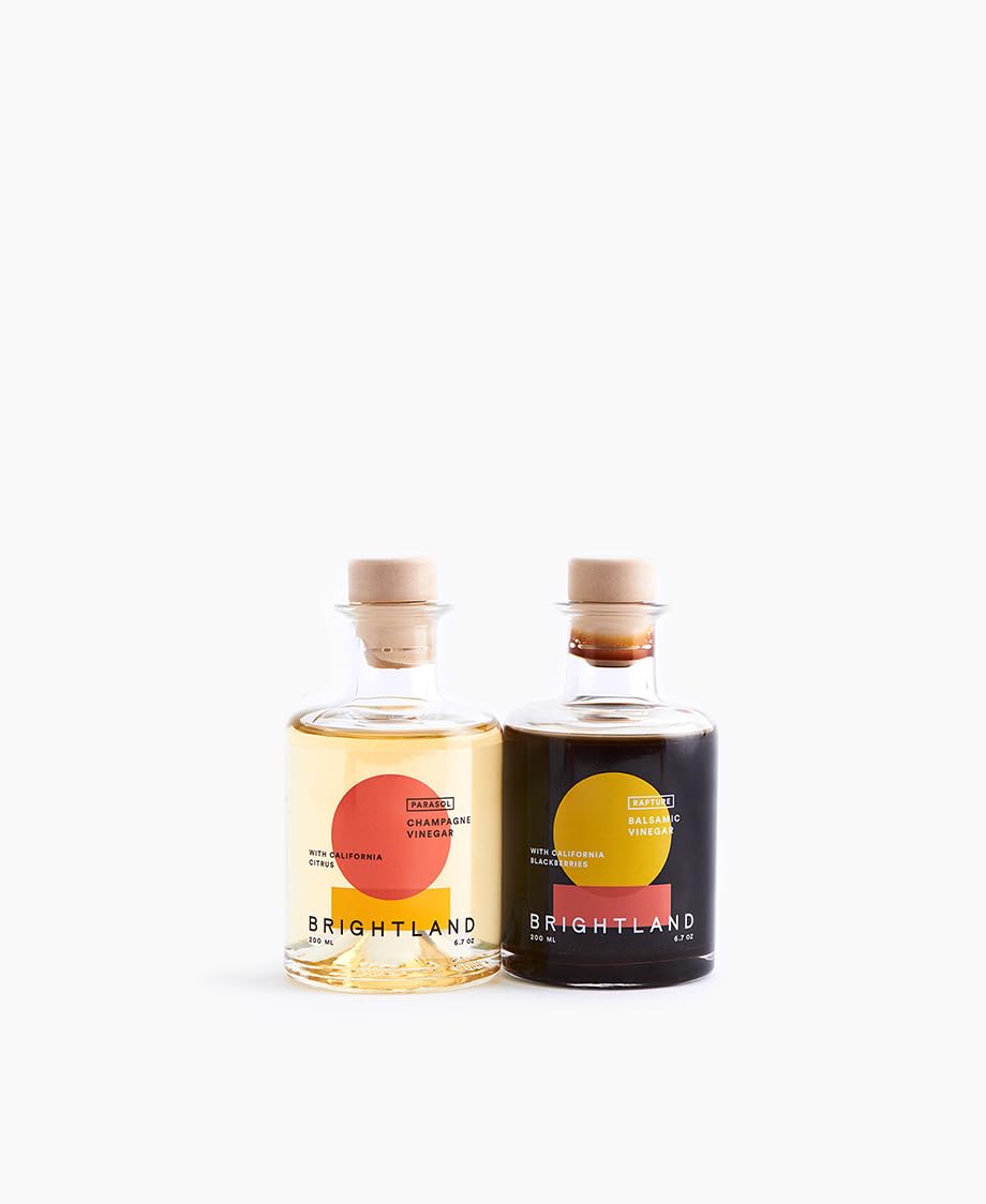 Brightland The Vinegar Duo: Balsamic & Champagne Vinegars, 6.7 oz Each – Artisanal, Fruit-Forward Flavors
