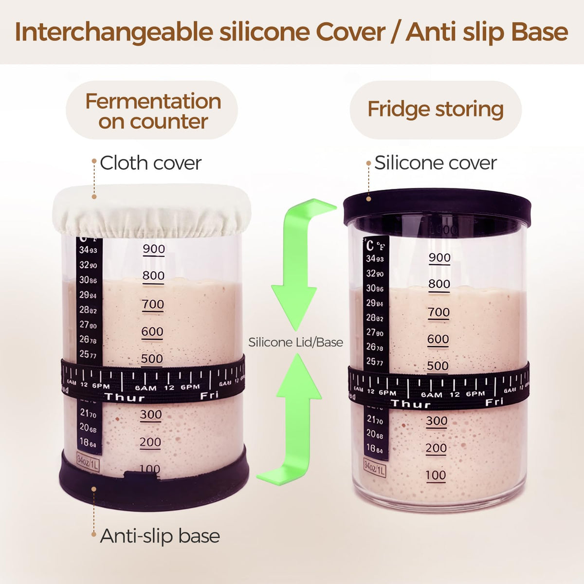 BRIRILINE Pro Sourdough Starter Kit - 34oz Jar with 5 Essential Features