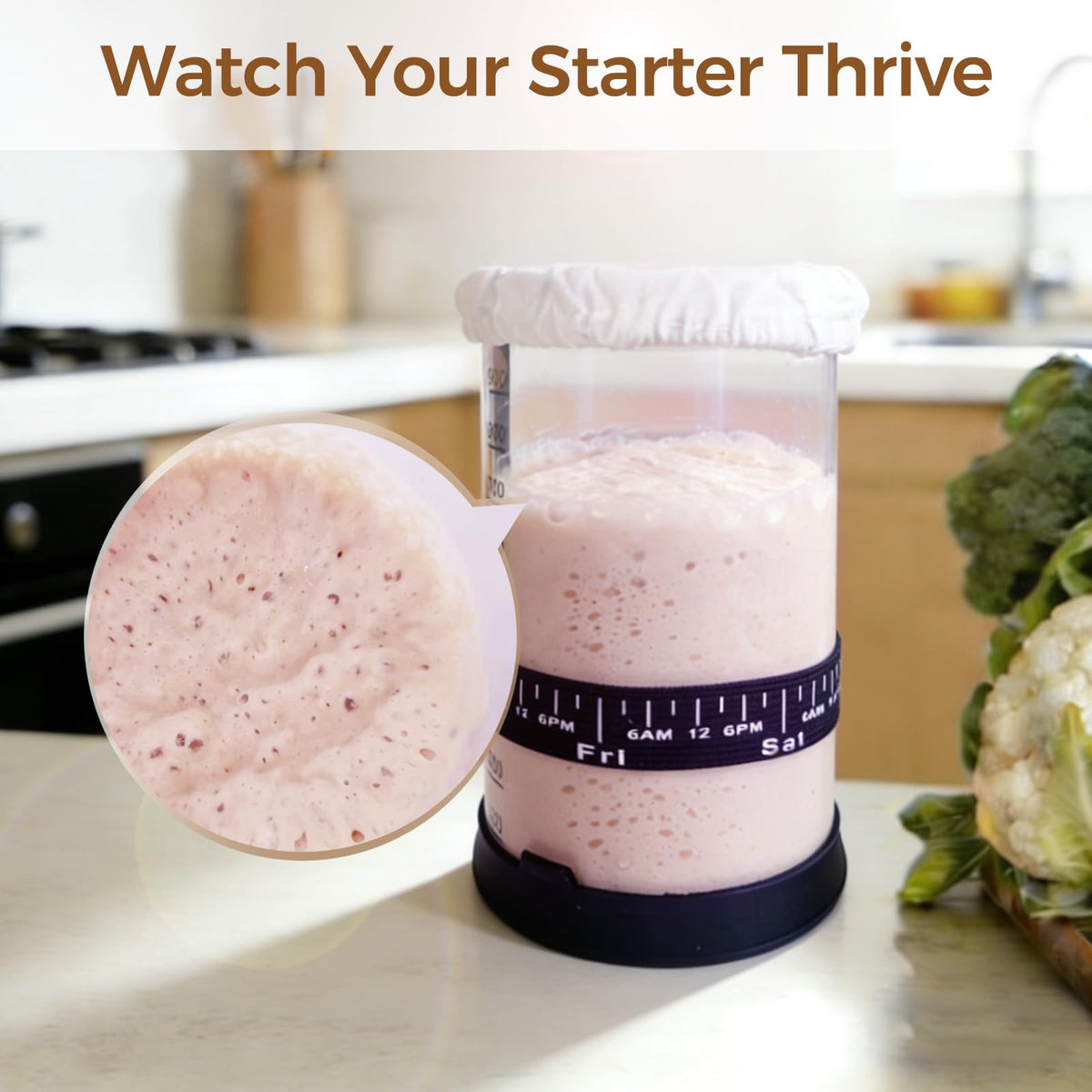 BRIRILINE Pro Sourdough Starter Kit - 34oz Jar with 5 Essential Features