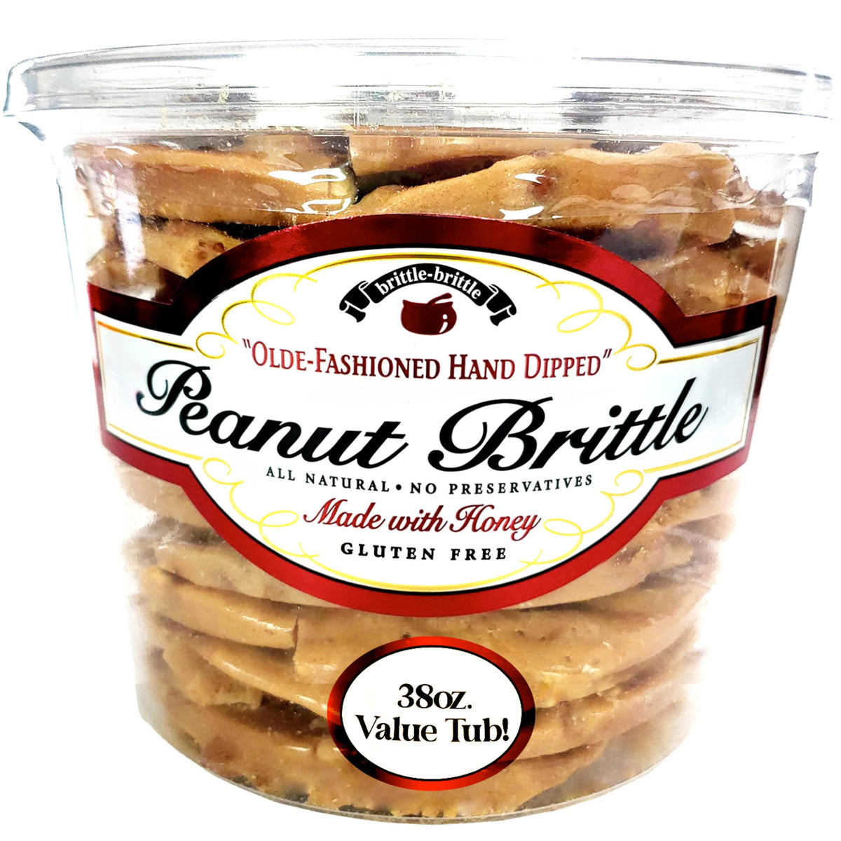 Brittle-Brittle Peanut Brittle Candy – Handmade Old-Fashioned, Honey-Sweetened, Gluten-Free, 38 oz
