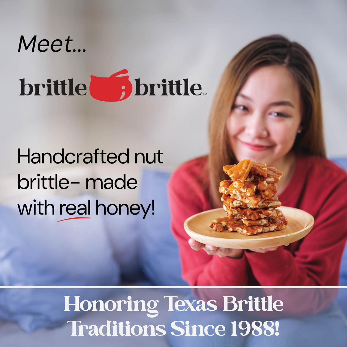 Brittle-Brittle Peanut Brittle Candy – Handmade Old-Fashioned, Honey-Sweetened, Gluten-Free, 38 oz