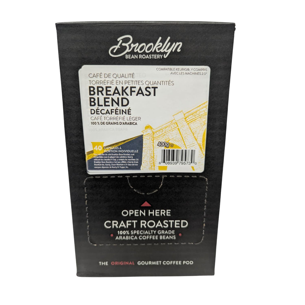 Brooklyn Beans Decaf Breakfast Blend Pods – Keurig K-Cup Compatible, 40ct, Smooth Light Roast