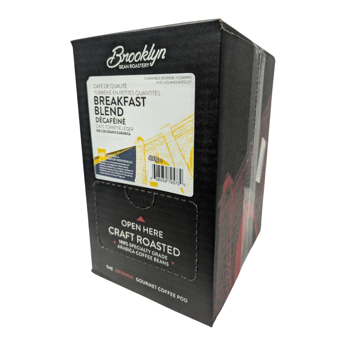 Brooklyn Beans Decaf Breakfast Blend Pods – Keurig K-Cup Compatible, 40ct, Smooth Light Roast