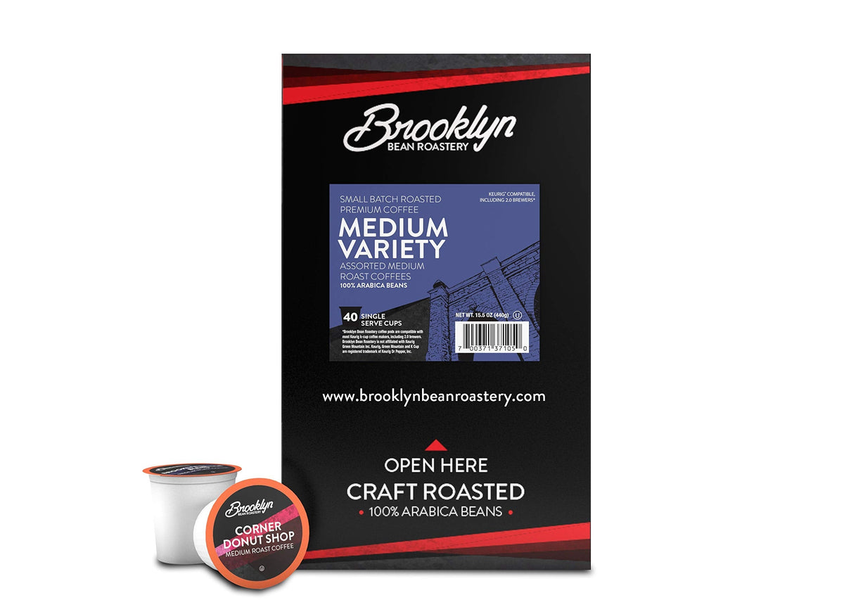 Brooklyn Beans Medium Roast Gourmet Variety Pack Coffee Pods - 40 Count for Keurig Original K-Cup Brewers
