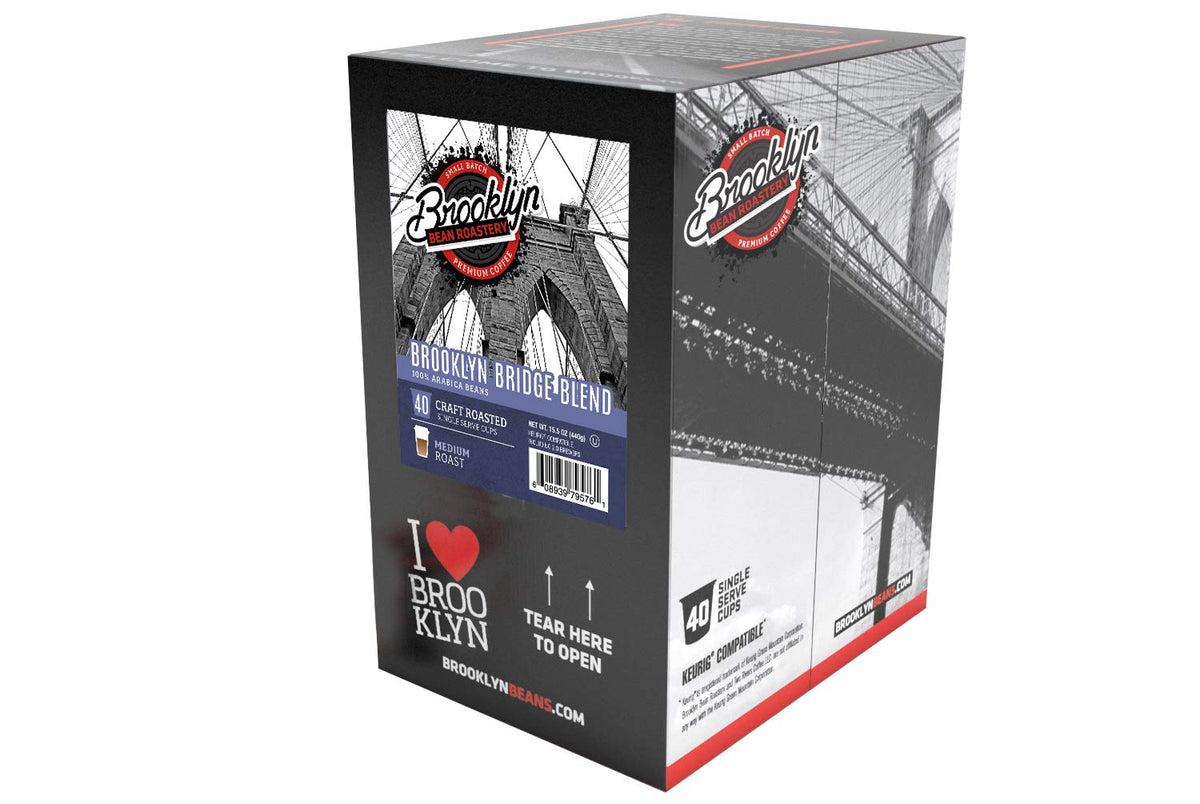 Brooklyn Beans Brooklyn Bridge Blend Gourmet Coffee - Rich Medium Roast, 40-Count Pods for Keurig 2.0