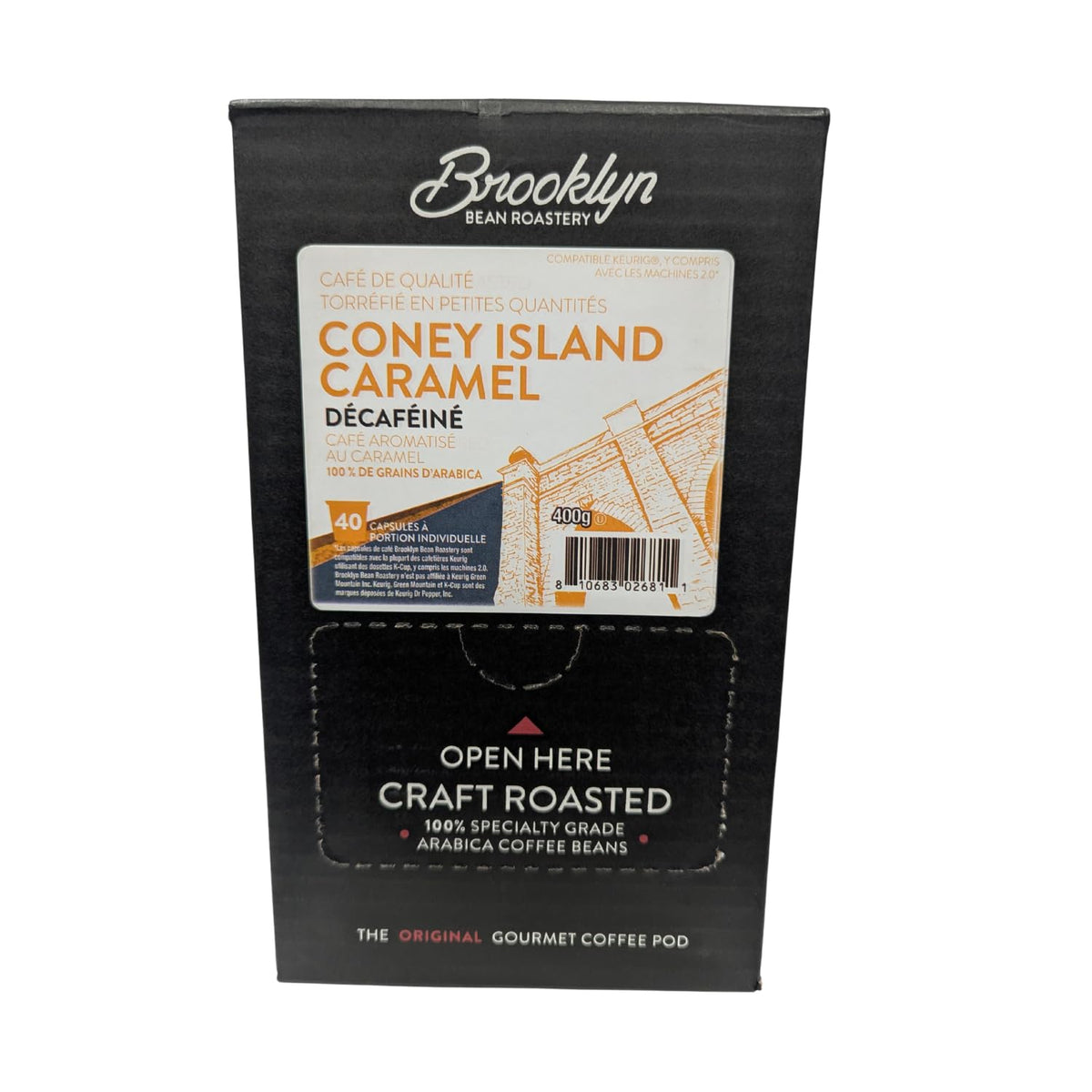 Brooklyn Beans Coney Island Caramel Decaf Pods — 40 Count, Keurig Compatible
