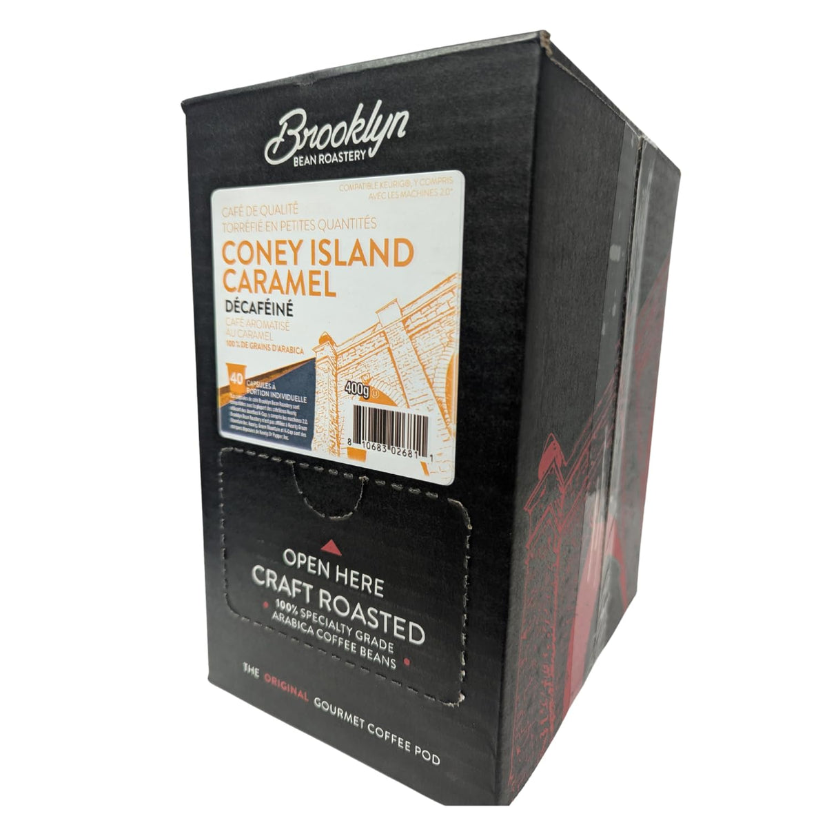 Brooklyn Beans Coney Island Caramel Decaf Pods — 40 Count, Keurig Compatible