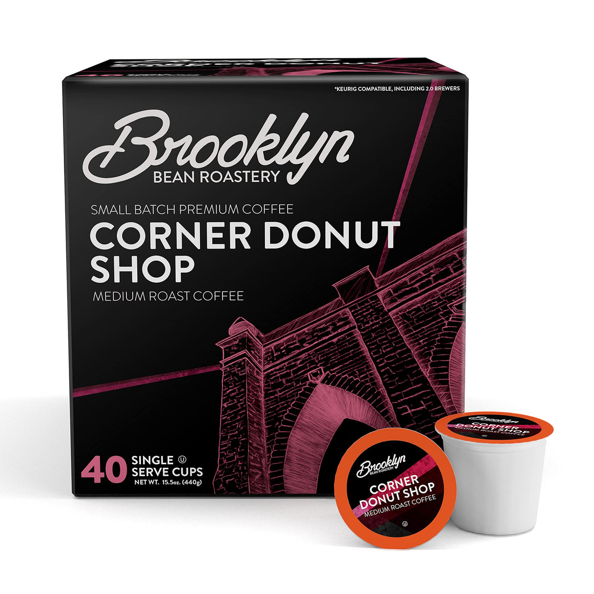 Brooklyn Beans Corner Donut Shop Gourmet Coffee Pods – Keurig K-Cup Compatible, 40 Count