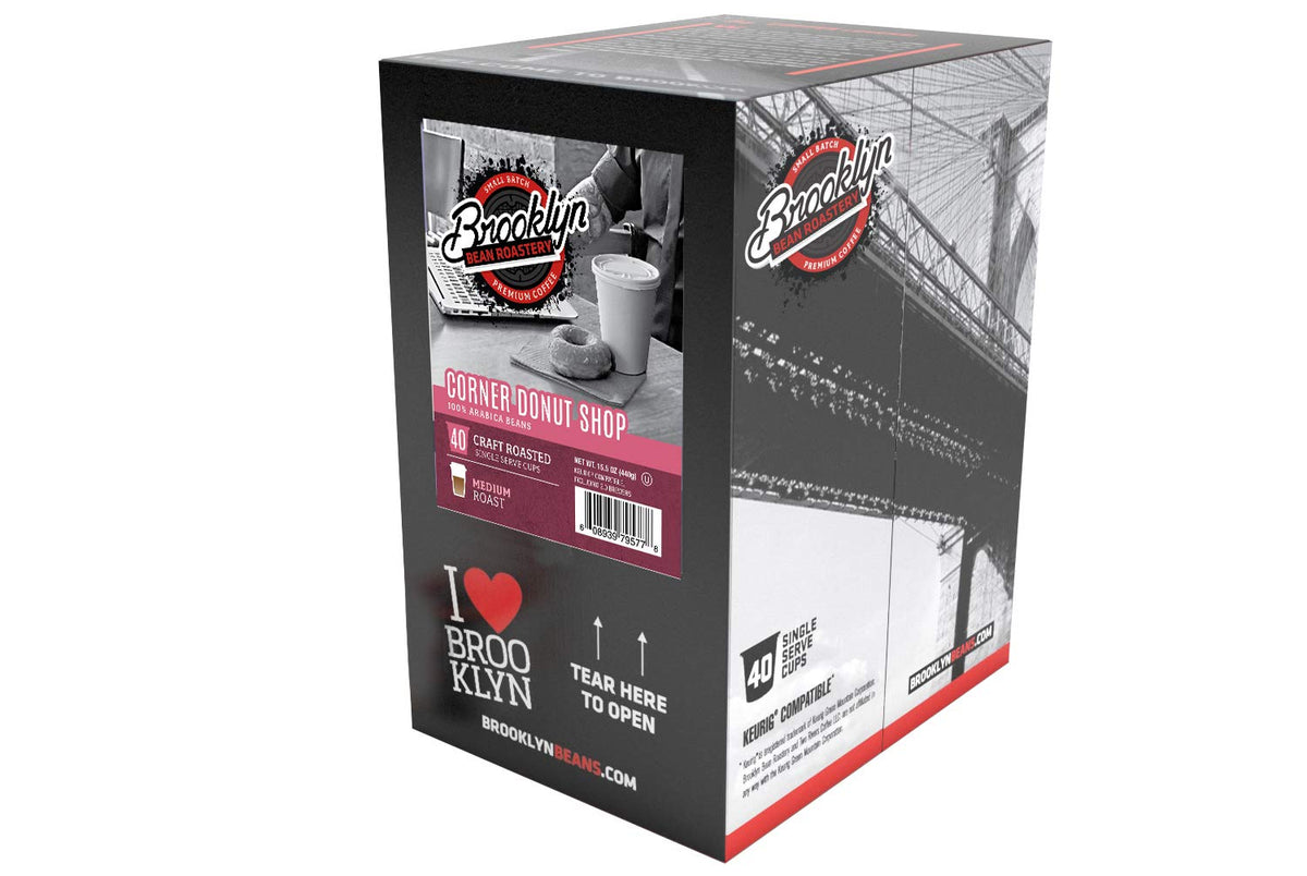 Brooklyn Beans Corner Donut Shop Gourmet Coffee Pods – Keurig K-Cup Compatible, 40 Count