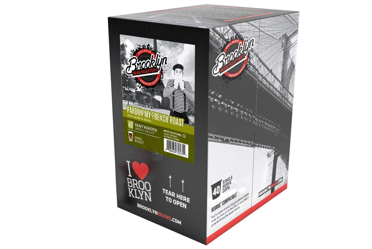 Brooklyn Beans French Roast Gourmet Coffee Pods – Keurig K-Cup Compatible, 40 Count, Dark Roast