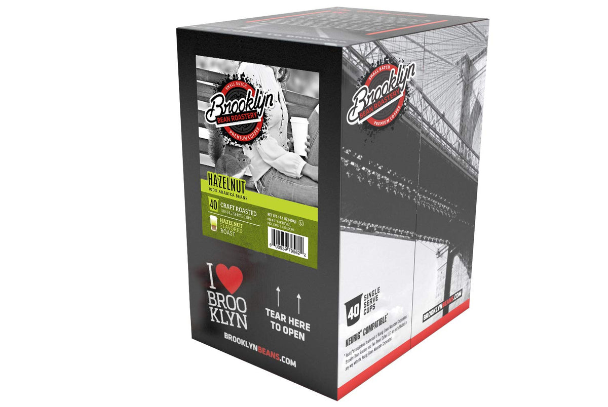 Brooklyn Beans Hazelnut Gourmet Coffee Pods - Keurig K-Cup Compatible, 40 Count