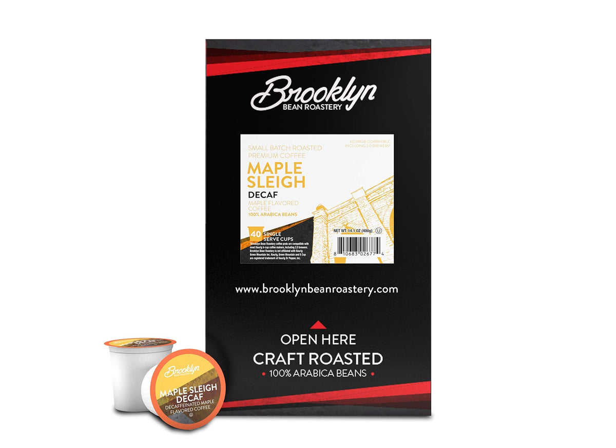 Brooklyn Beans Maple Sleigh Decaf Coffee Pods – 40 Count, Keurig Compatible