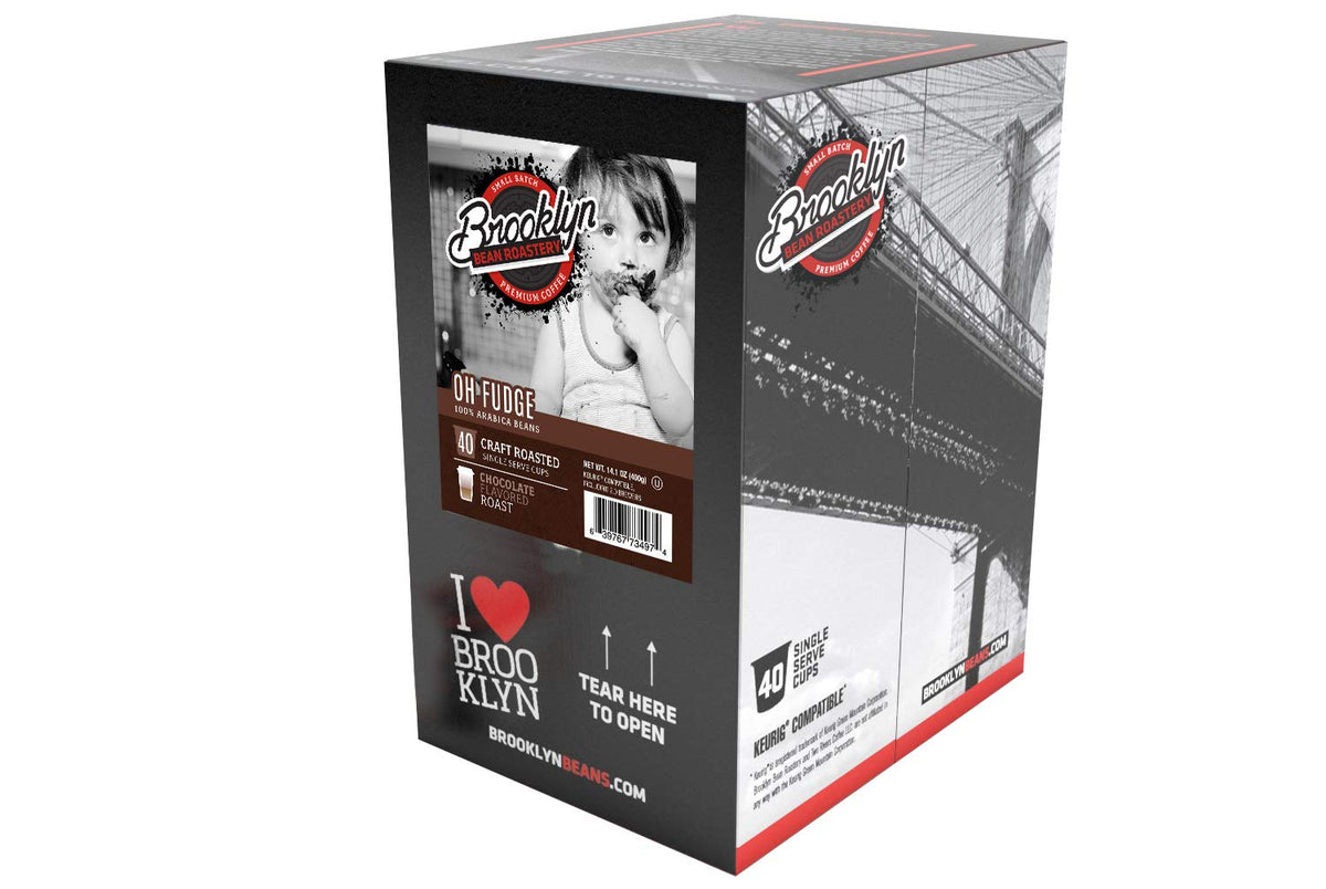 Brooklyn Beans Oh Fudge Gourmet Coffee Pods – 40-Count, Rich Chocolate Flavor, Keurig Compatible