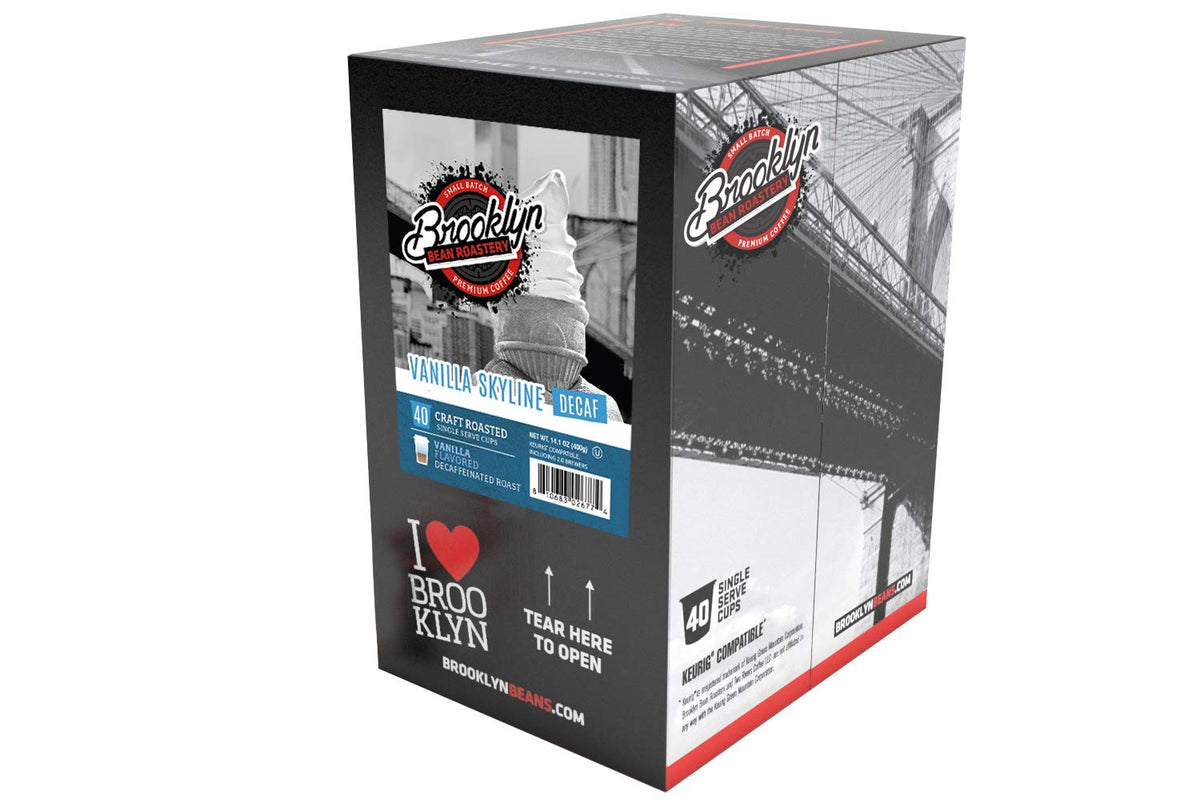 Brooklyn Beans Vanilla Skyline Decaf Coffee Pods — 40 Count, Keurig K-Cup Compatible