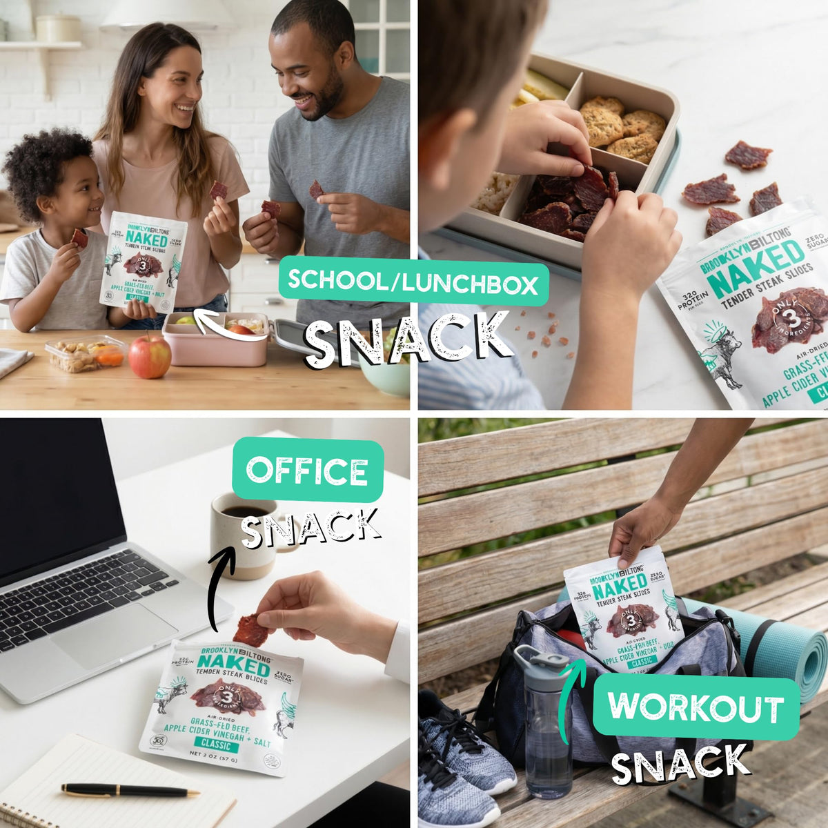 Brooklyn Biltong Naked – Air Dried Grass-Fed Beef Snack (8 oz) | Whole30, Paleo, Keto, Gluten Free