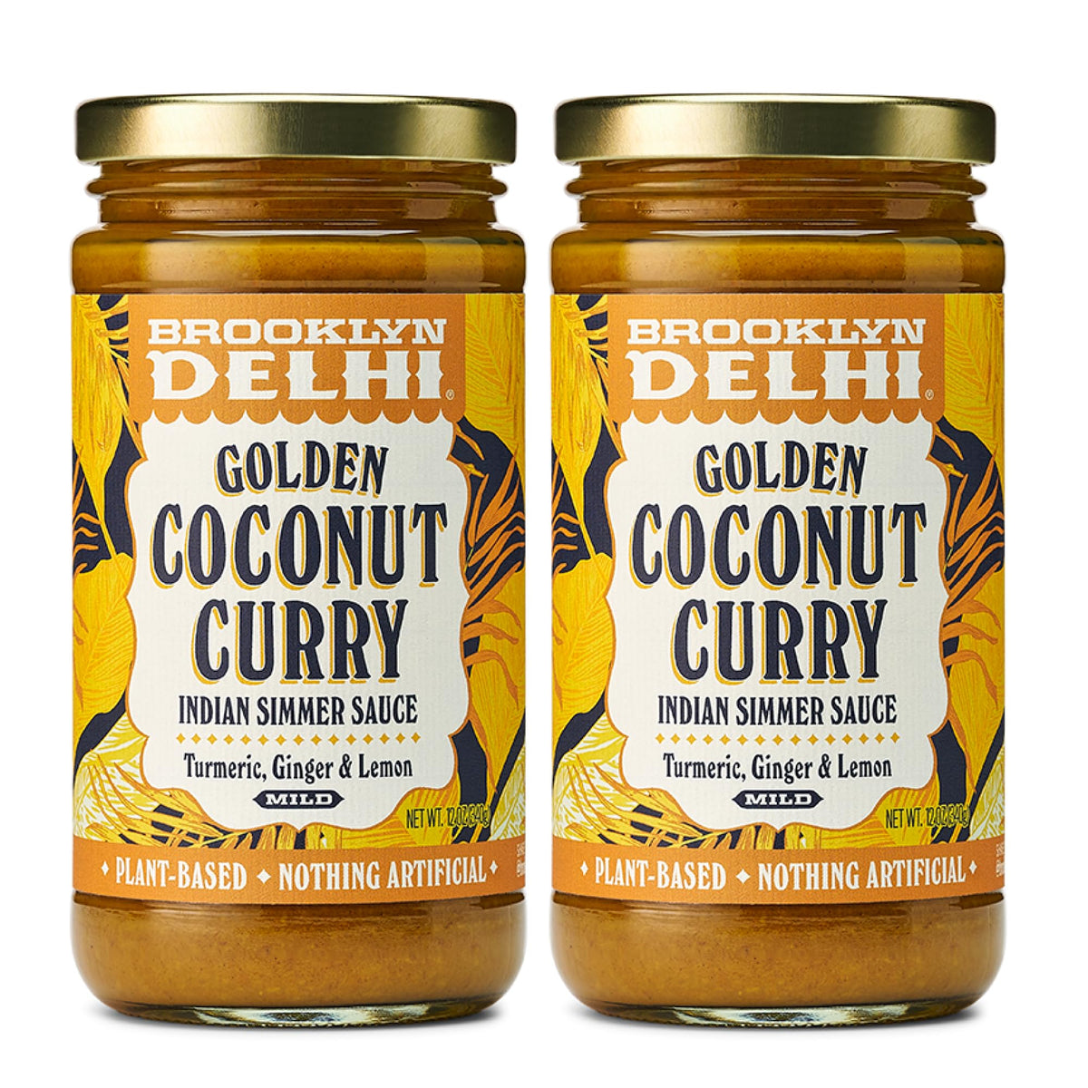 Brooklyn Delhi Golden Coconut Curry Sauce – Mild, 12 oz (2-Pack) | Vegan, No Artificial Additives