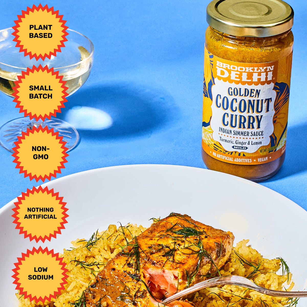 Brooklyn Delhi Golden Coconut Curry Sauce – Mild, 12 oz (2-Pack) | Vegan, No Artificial Additives