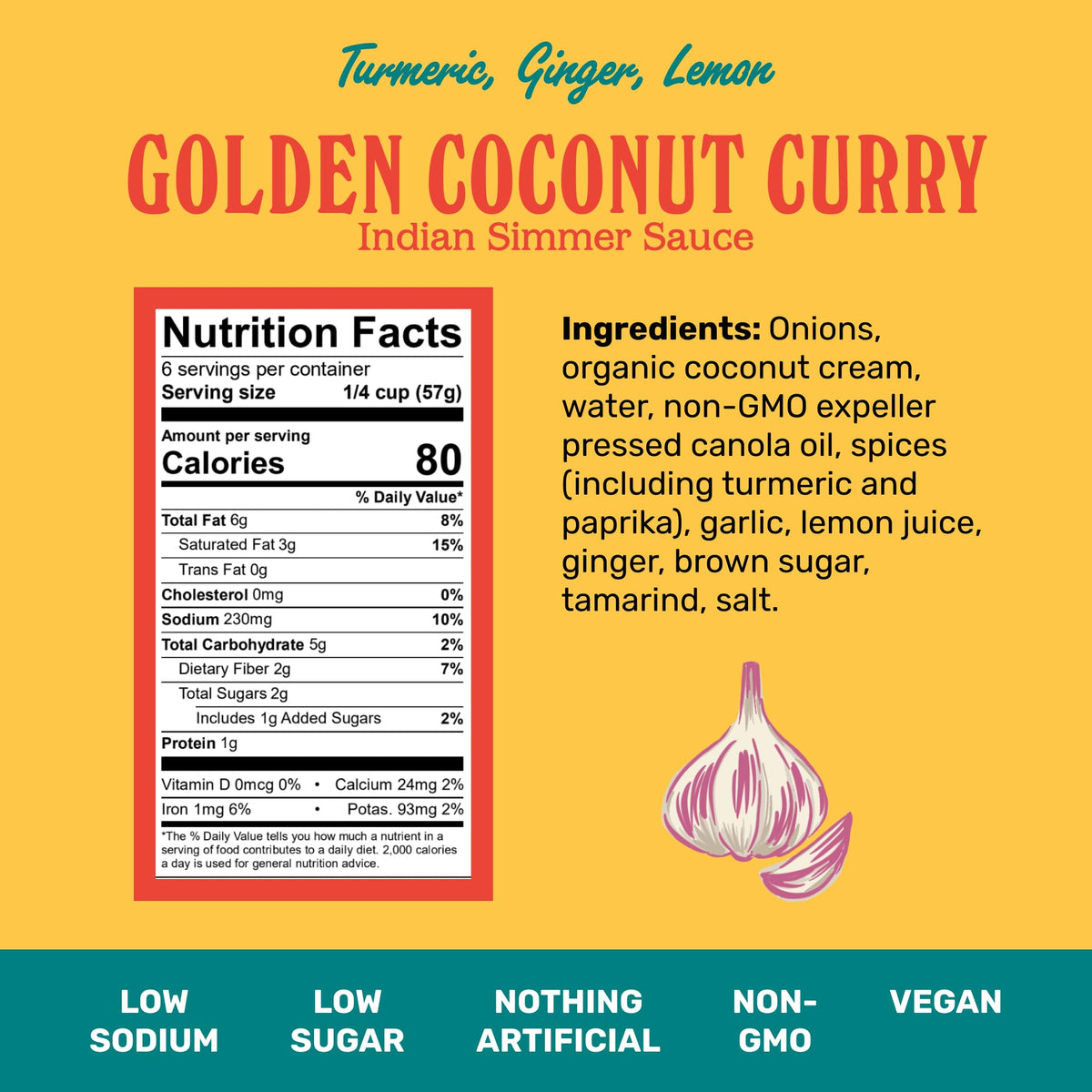 Brooklyn Delhi Golden Coconut Curry Sauce – Mild, 12 oz (2-Pack) | Vegan, No Artificial Additives