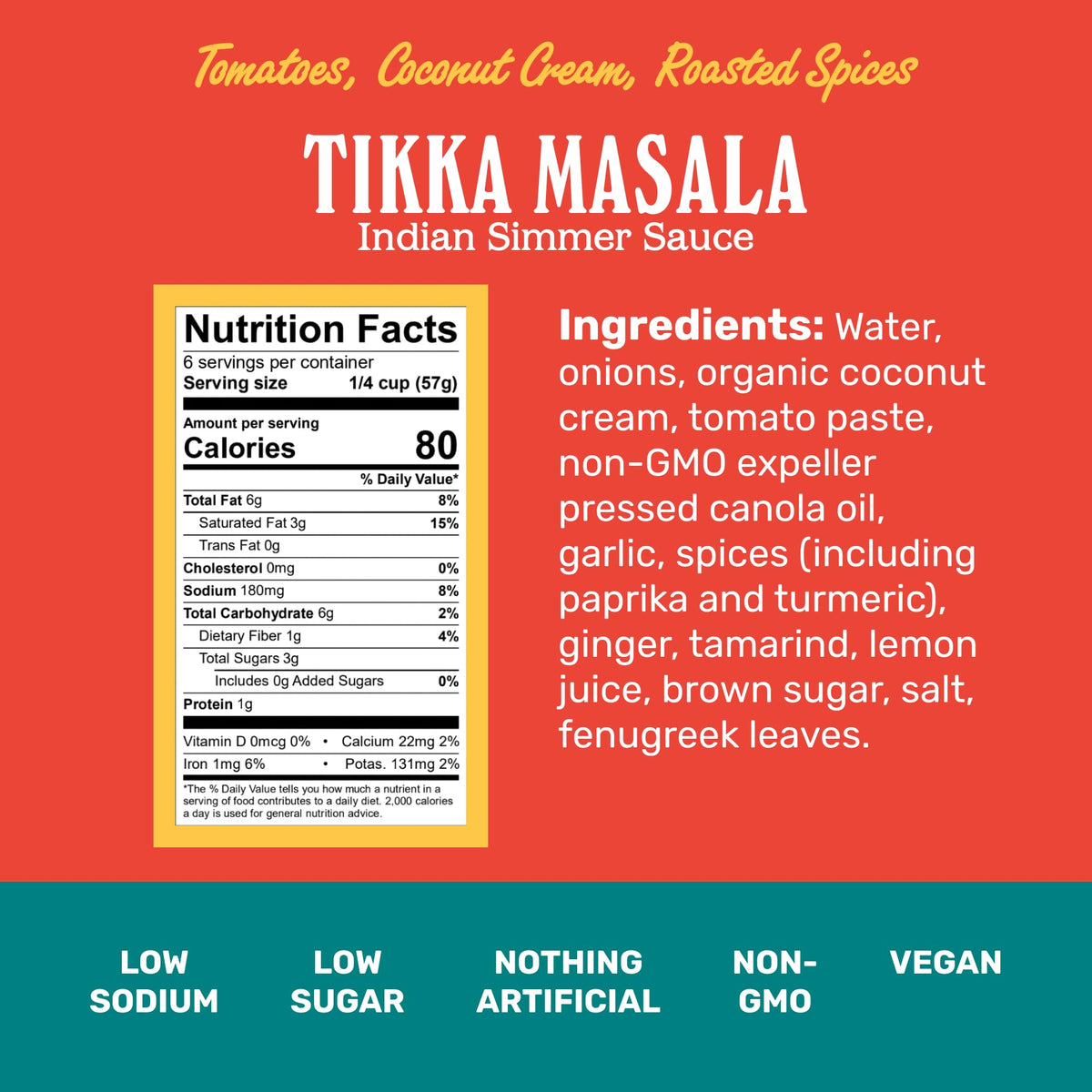Brooklyn Delhi Tikka Masala - 2pk Indian Simmer Sauce | Tangy Tomatoes, Coconut Cream & Roasted Spices - 12oz - Mild, Kid-Friendly Flavor