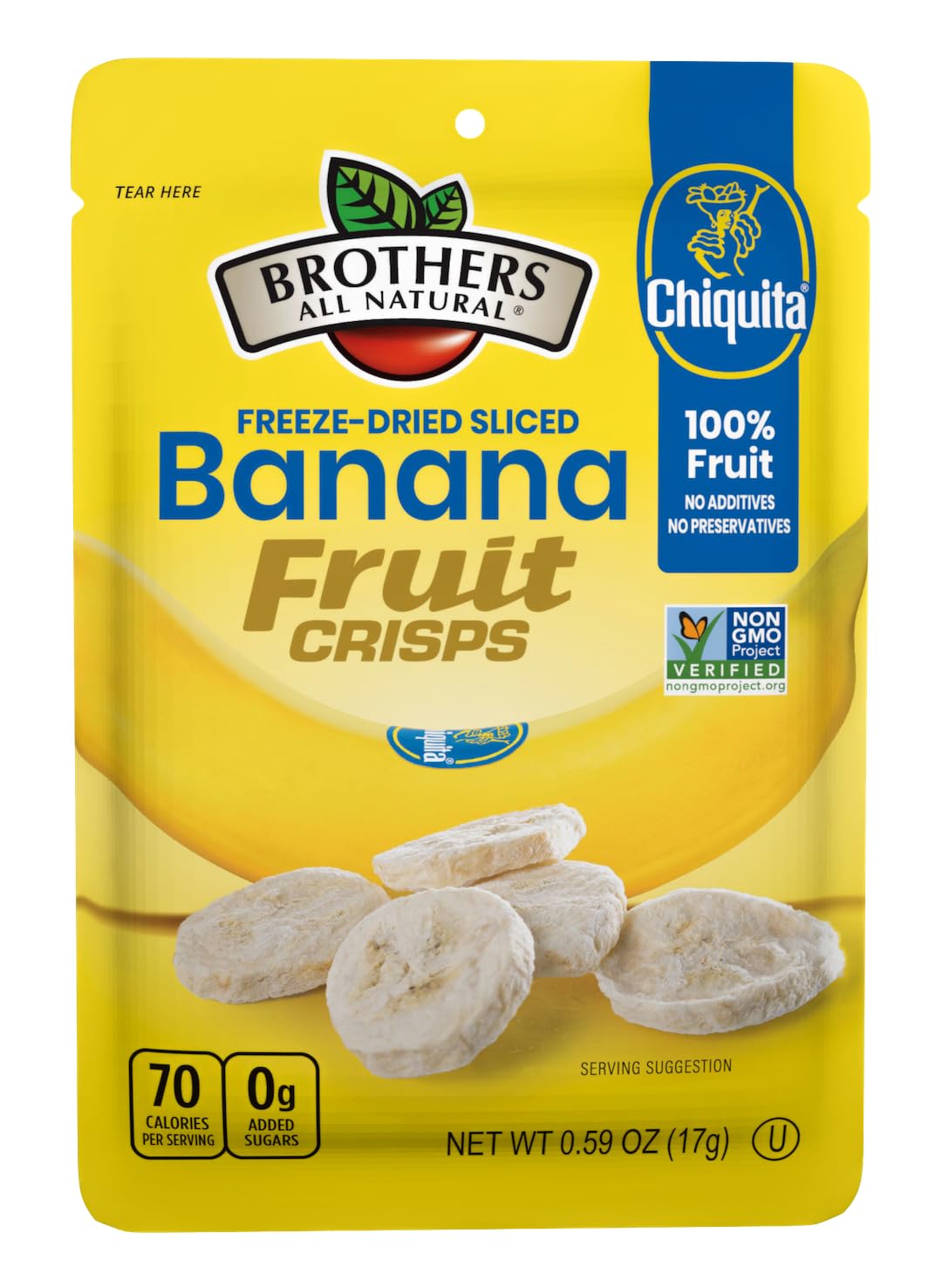 Brothers All Natural Freeze Dried Banana Crisps – 24 Pack (0.59 oz Each) – Gluten Free, Soy Free, Vegan