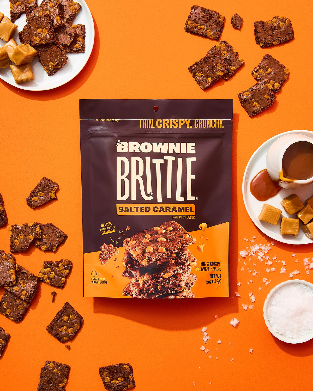 Brownie Brittle Salted Caramel Pack: 6 x 5 oz Crispy Chocolate Treats