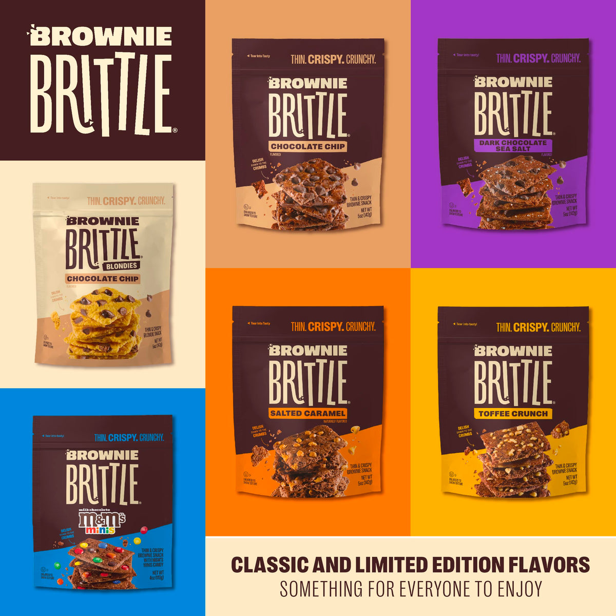 Brownie Brittle Dark Chocolate Sea Salt – Pack of 6, Crispy Gourmet Brownie Bites