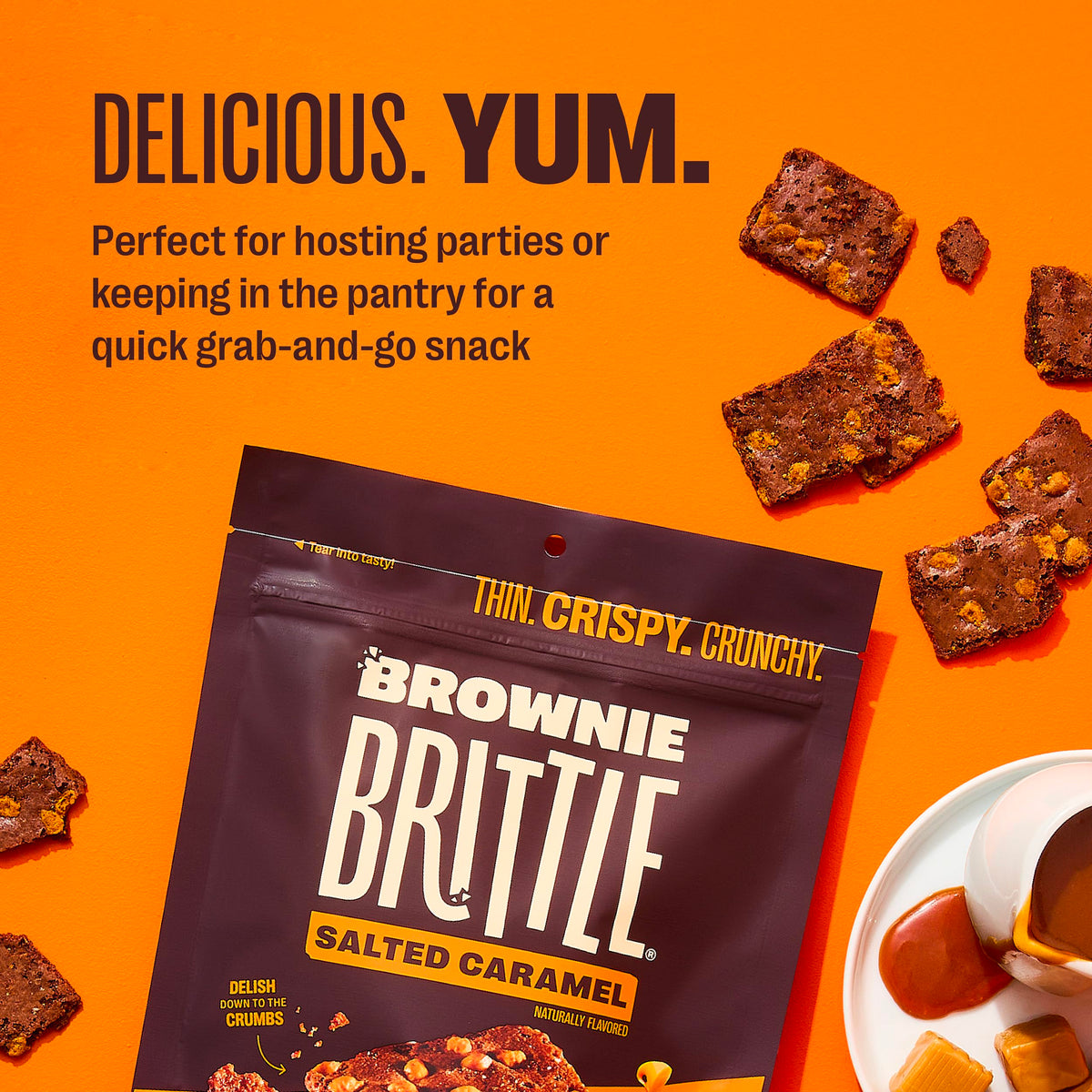 Brownie Brittle Salted Caramel Pack: 6 x 5 oz Crispy Chocolate Treats