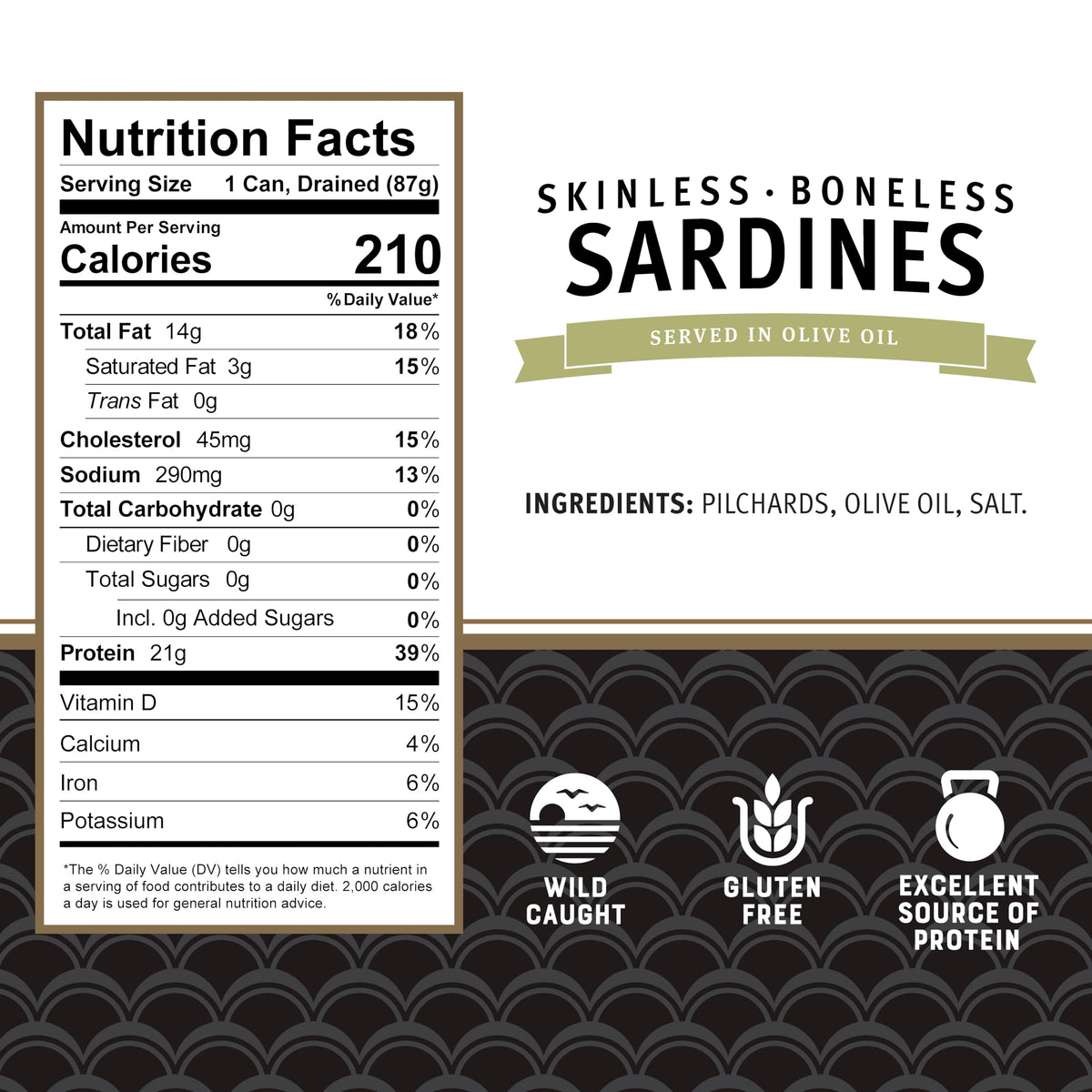 Brunswick Wild Caught Sardines in Olive Oil – Boneless & Skinless, 4.4 oz (Pack of 12)