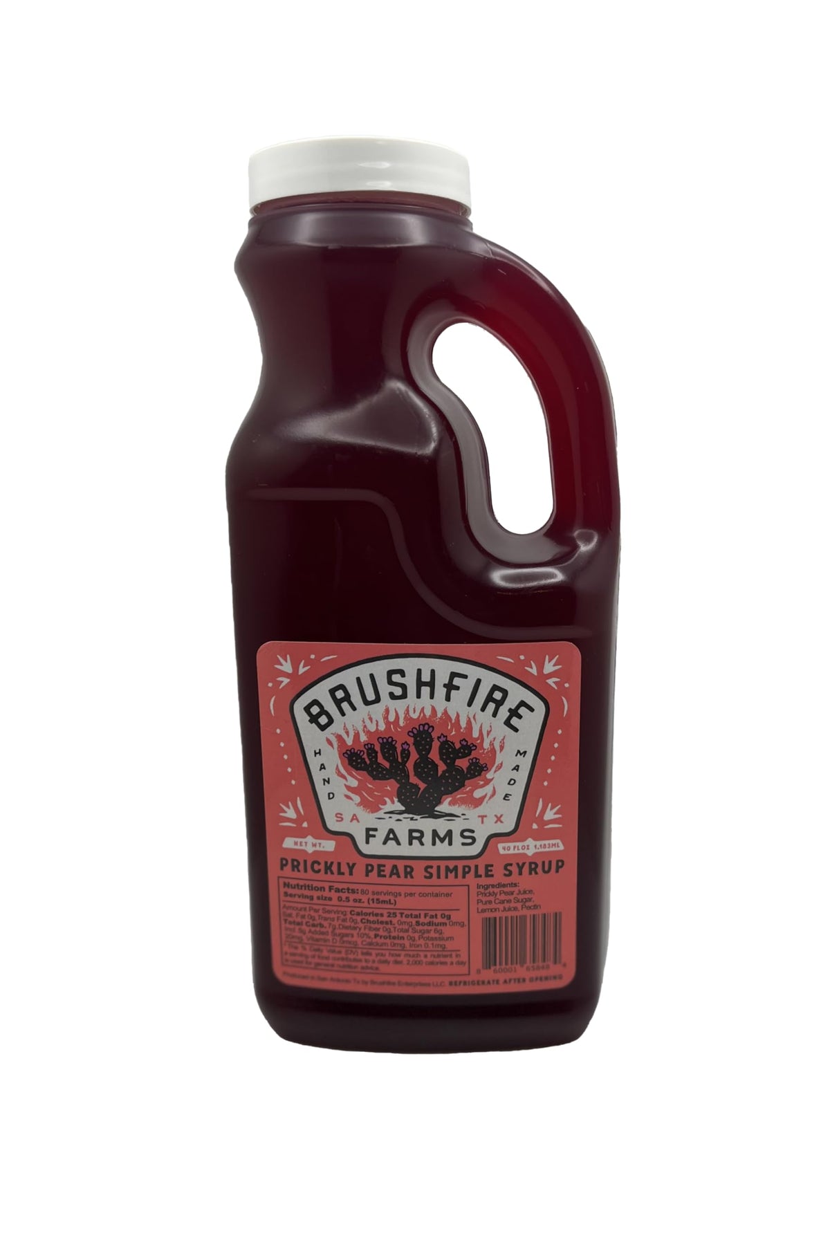 Brushfire Farms Prickly Pear Simple Syrup — 40 Fl Oz, Handpicked Texas Prickly Pear