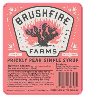 Brushfire Farms Prickly Pear Simple Syrup — 40 Fl Oz, Handpicked Texas Prickly Pear