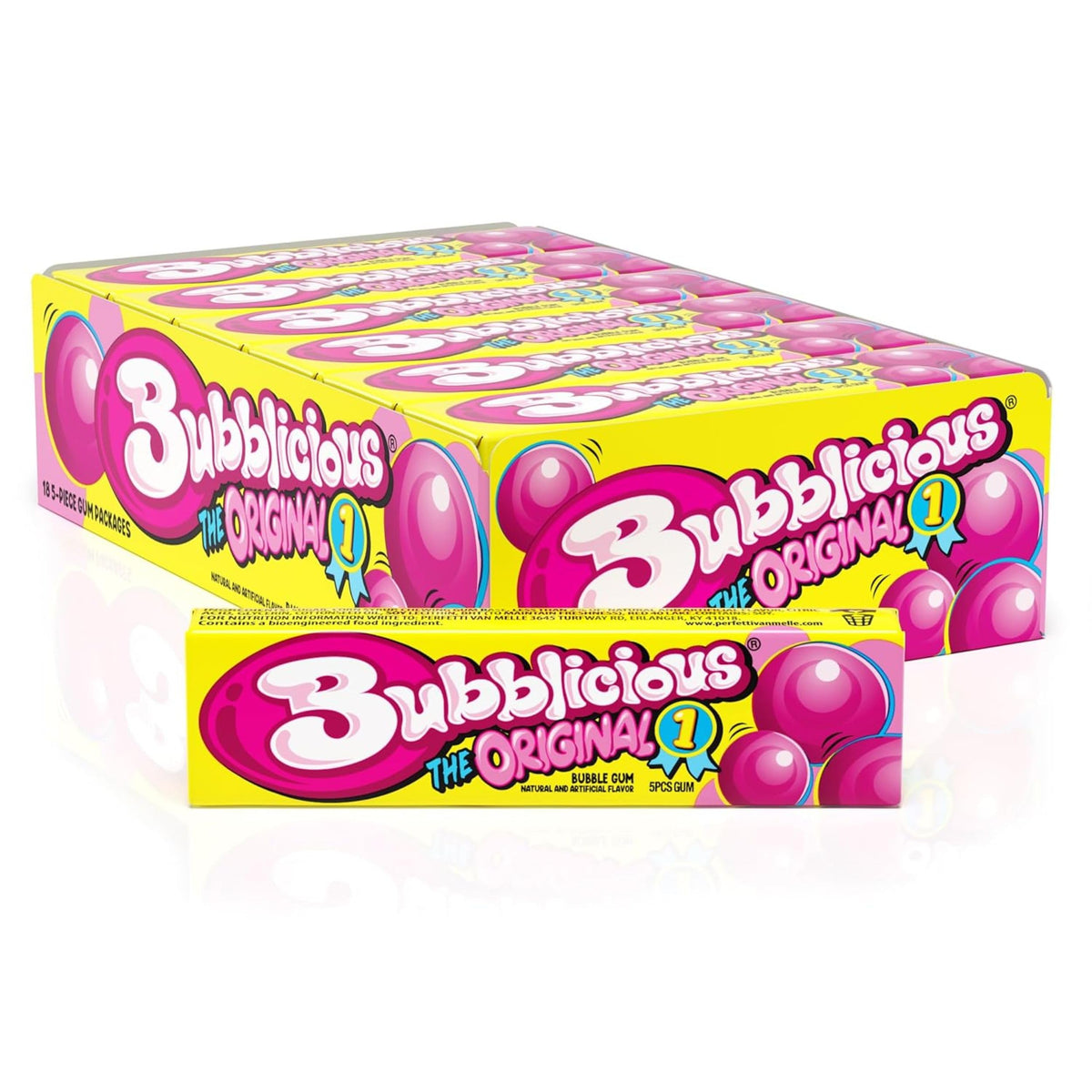Bubblicious Bubblegum Gum for Adults & Kids | 90 Pieces in 18 Packs