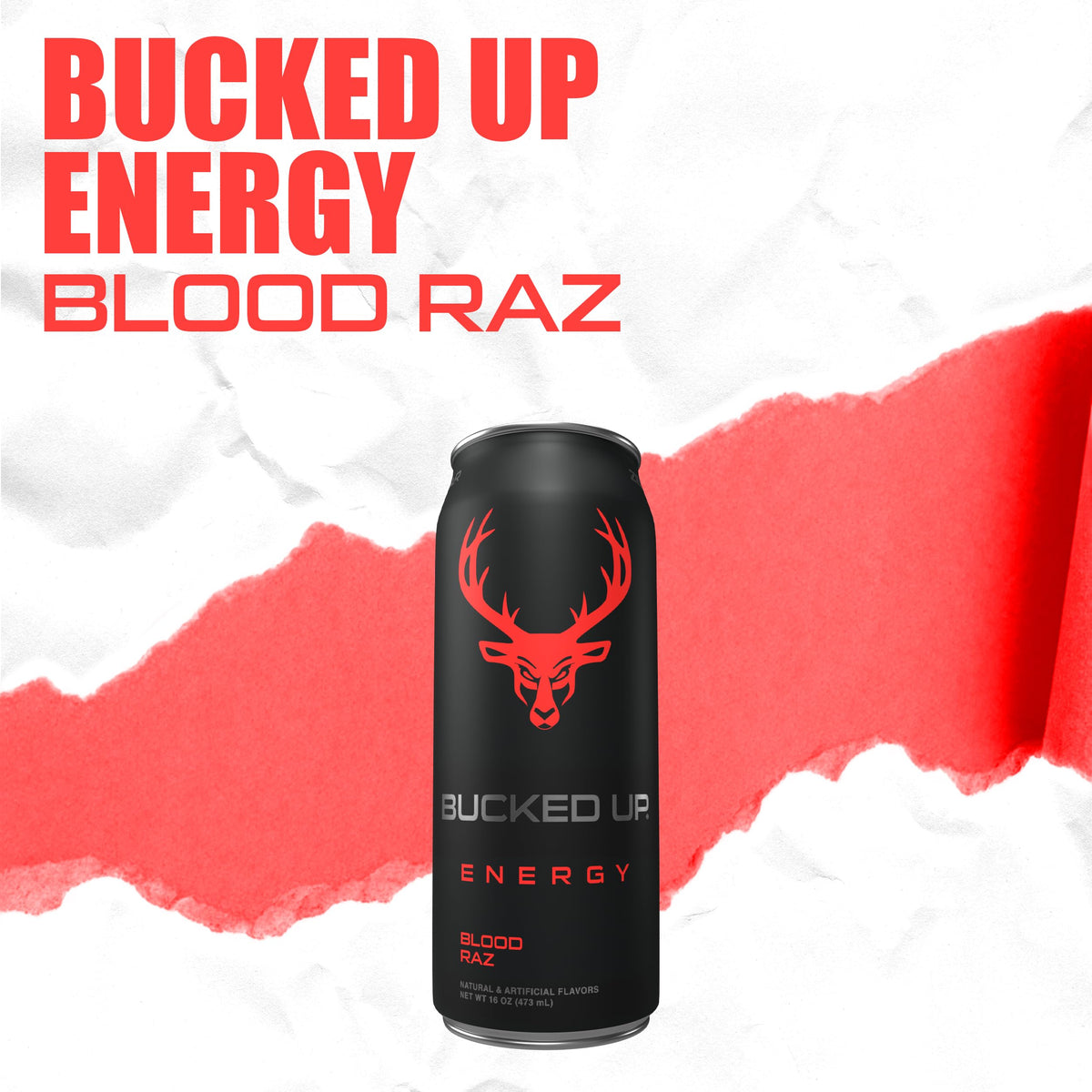 Bucked Up Energy Drink Blood Raz 300mg - 12 CT (Sugar-Free)