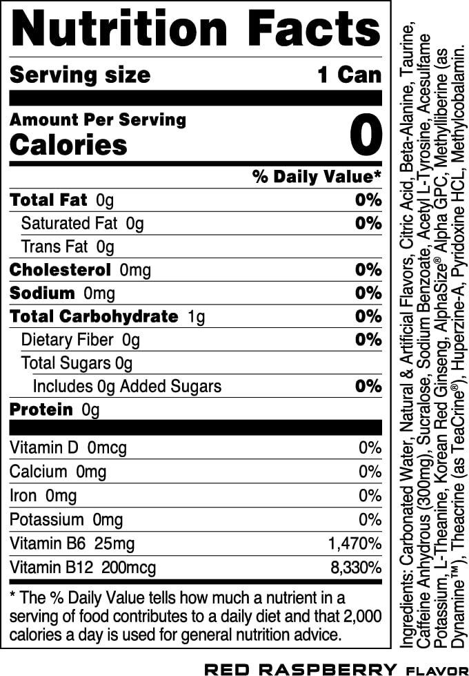 Bucked Up Energy Drink Blood Raz 300mg - 12 CT (Sugar-Free)