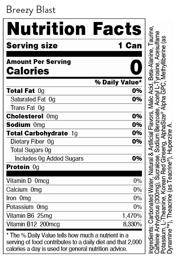 Bucked Up Breezy Blast Energy Drink 300mg — 12-Count Can Pack