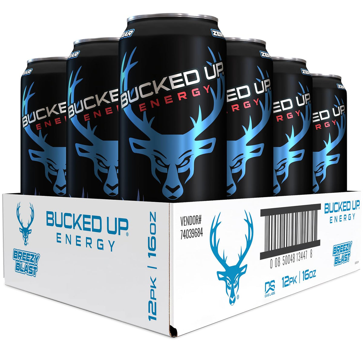 Bucked Up Breezy Blast Energy Drink 300mg — 12-Count Can Pack