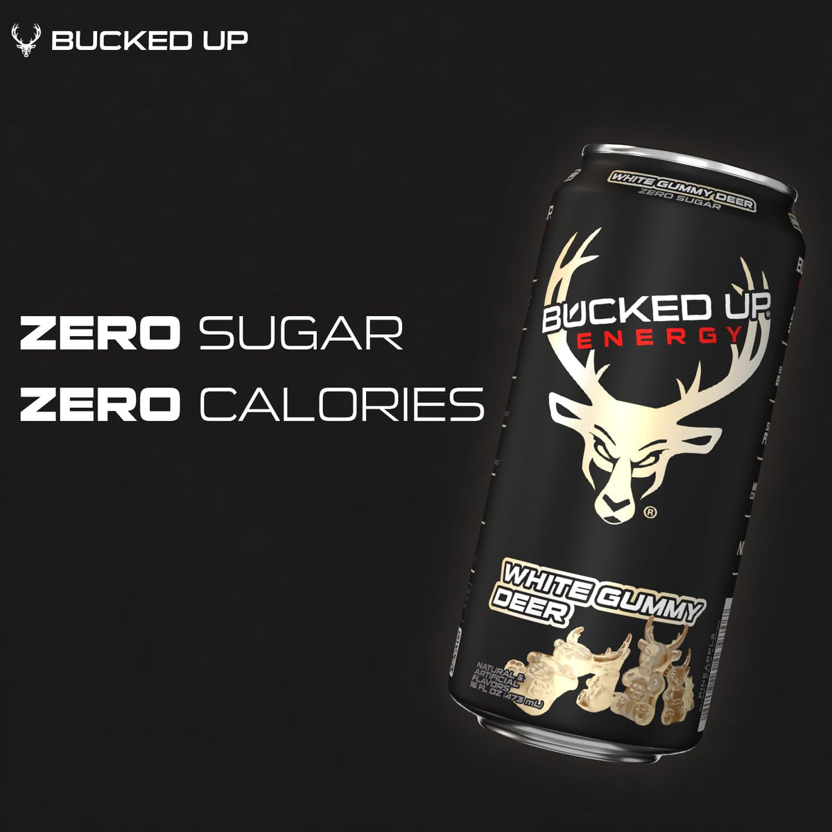 Bucked Up Energy Drink 300mg – White Gummy Deer (12 CT)