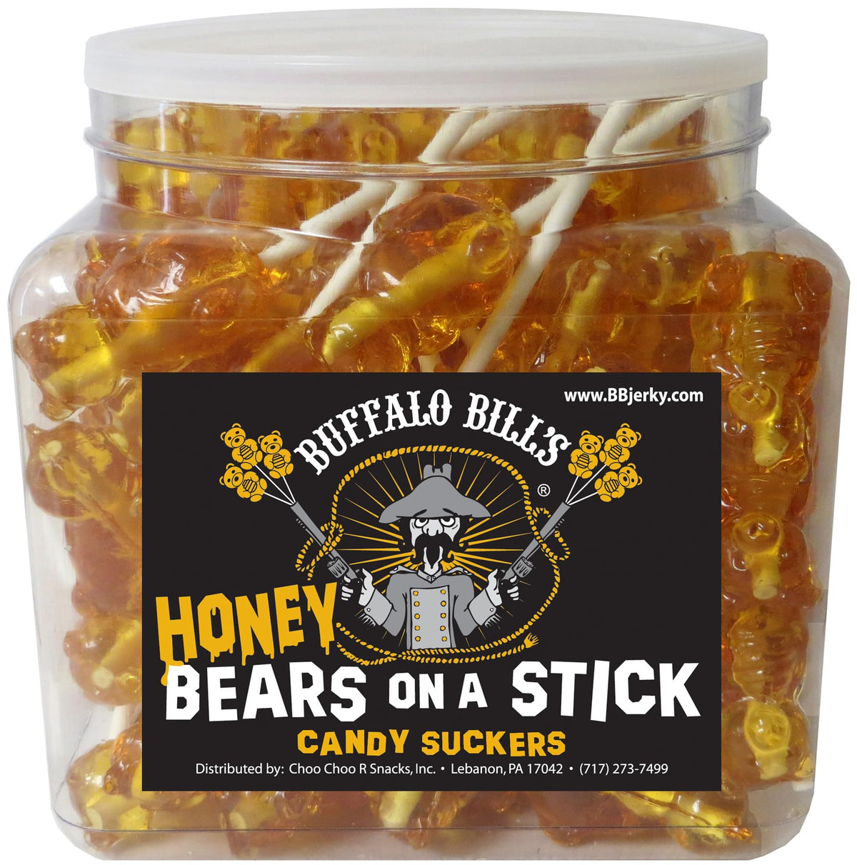 Buffalo Bills Honey Bears On A Stick - 48-Count Tub of Real Honey Suckers