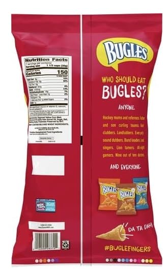 Bugles Original 7.5 oz (Pack of 4) – Crisp Horn-Shaped Corn Snacks
