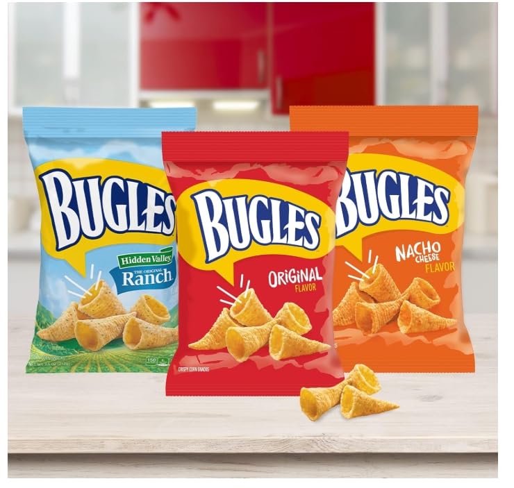 Bugles Original 7.5 oz (Pack of 4) – Crisp Horn-Shaped Corn Snacks