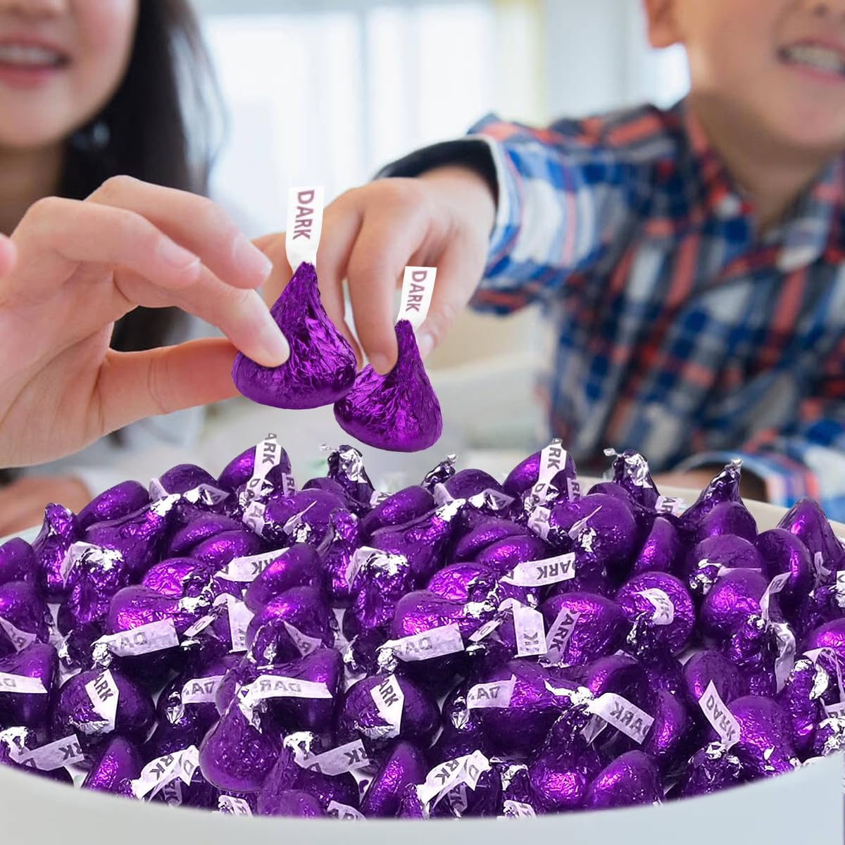 Buha Sweets Bulk Dark Chocolate Kisses – 5 lb Pack, Individually Wrapped in Purple Foil