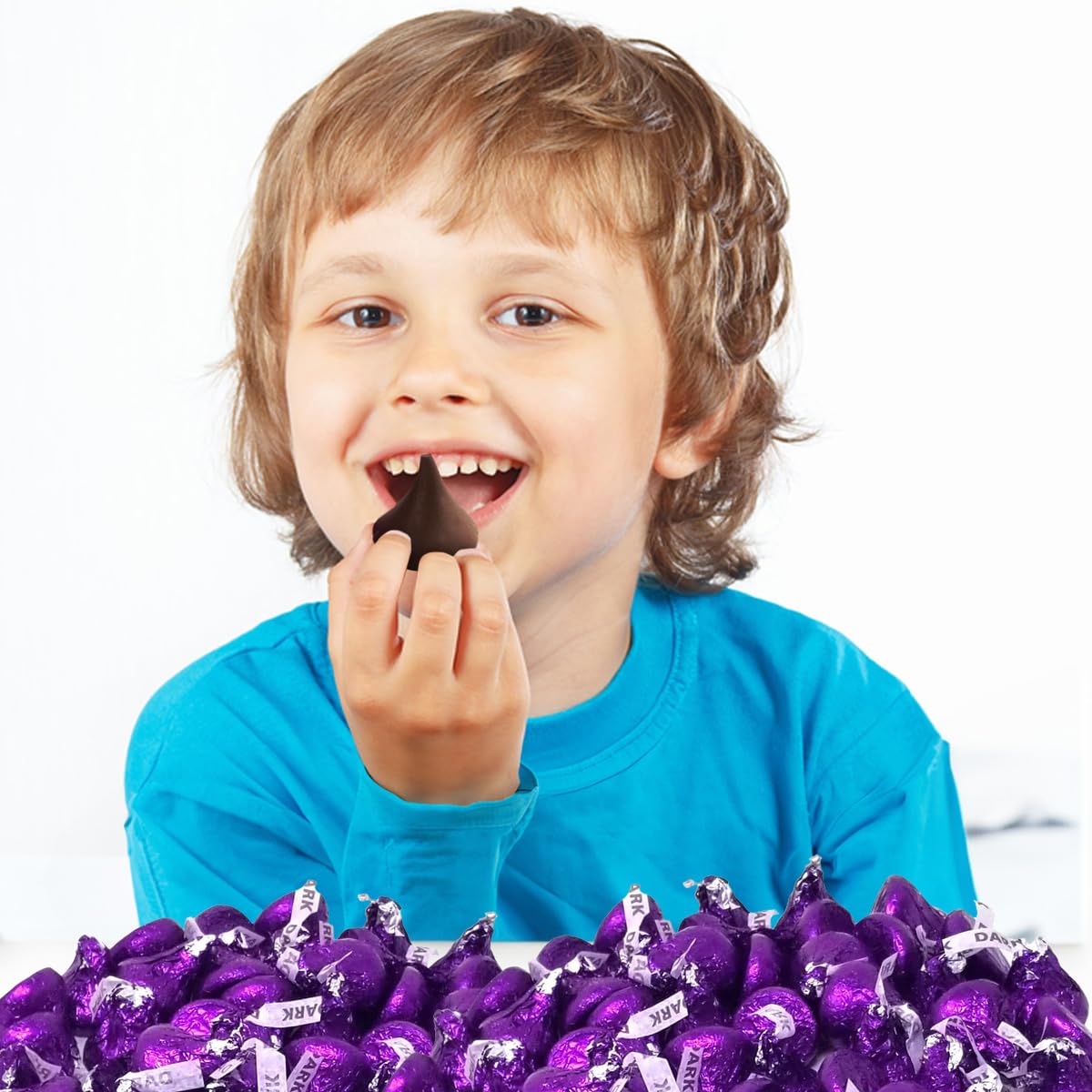 Buha Sweets Bulk Dark Chocolate Kisses – 5 lb Pack, Individually Wrapped in Purple Foil