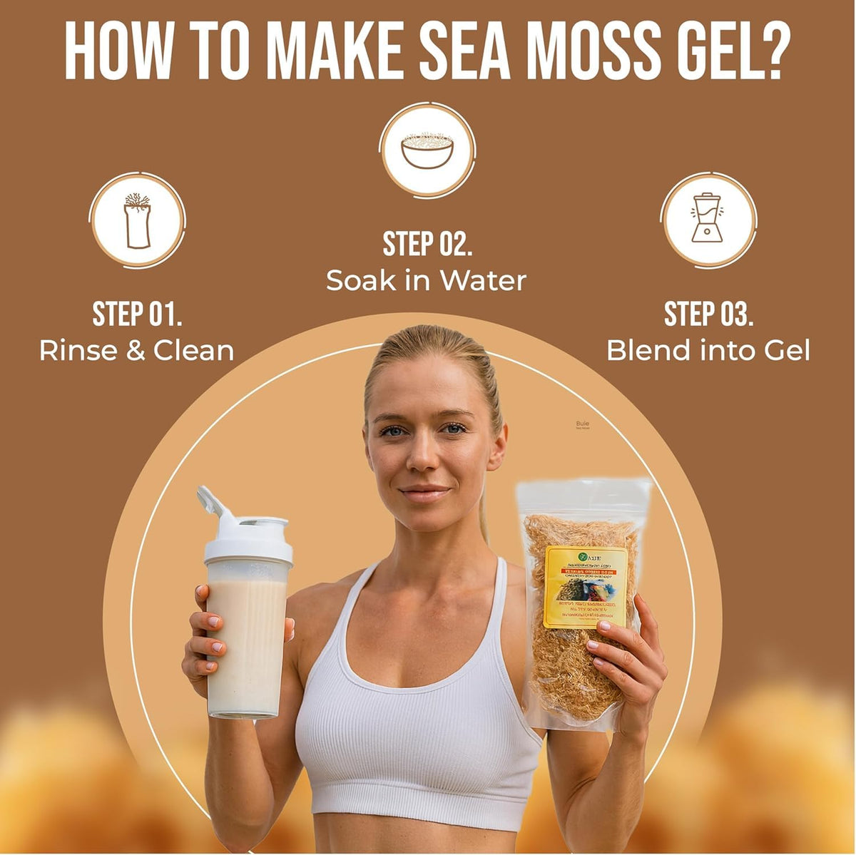 BUIE Golden Irish Sea Moss — Wildcrafted from St. Lucia | 8oz Makes ~120+ oz Sea Moss Gel | 100% Natural, Raw & Sun-Dried